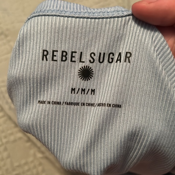 Rebel Sugar Gray Fitted Cap Sleeve Polo Tee - Picture 2 of 2